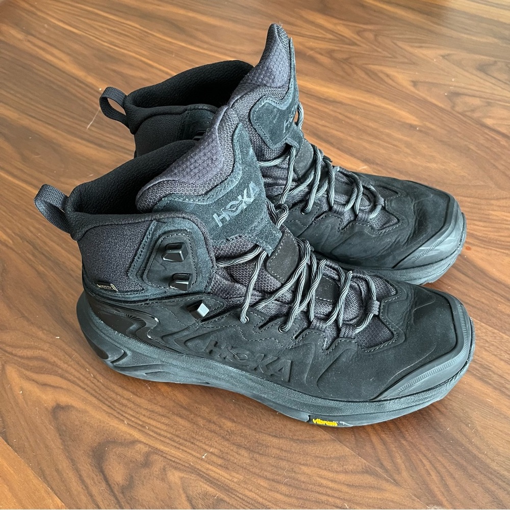Hoka One One Kaha 3 GTX Men’s Size 10.5D US Black Suede Trail Hiking Boots 1162